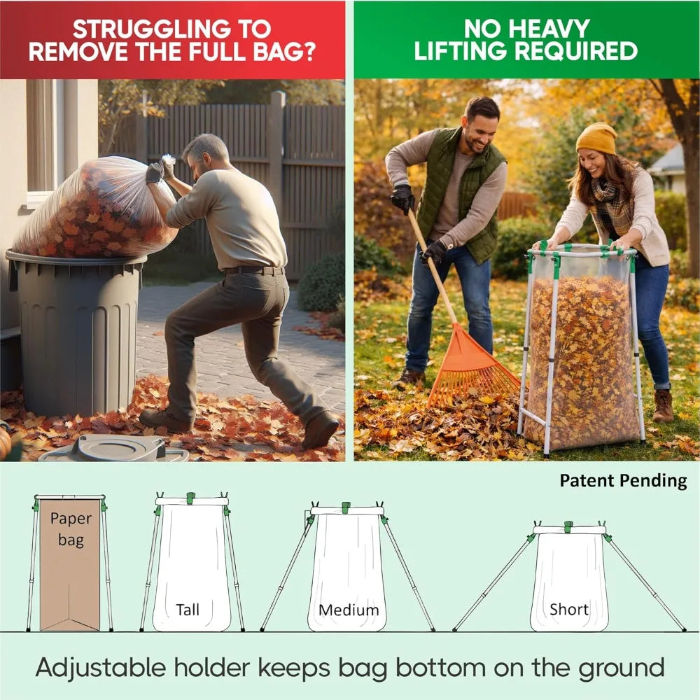 Adjustable Foldable Leaf Bag Holder For Large Bags