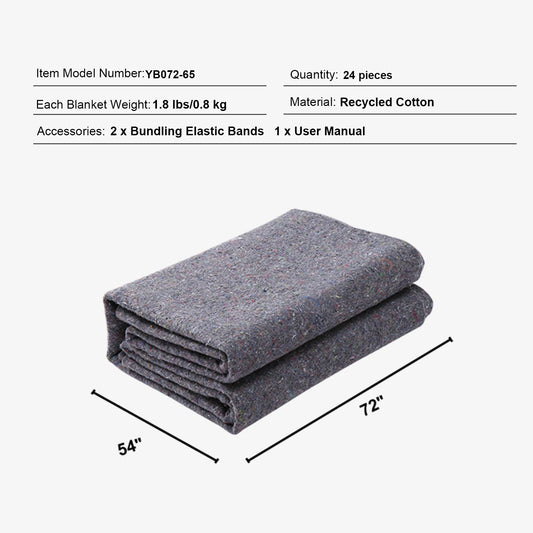 SucceBuy 12/24Packs Moving Blanket Recycled Cotton Heavy Duty Packing Shipping Mover Pads for Protect Furniture Floor Appliances by S And B Enterprise