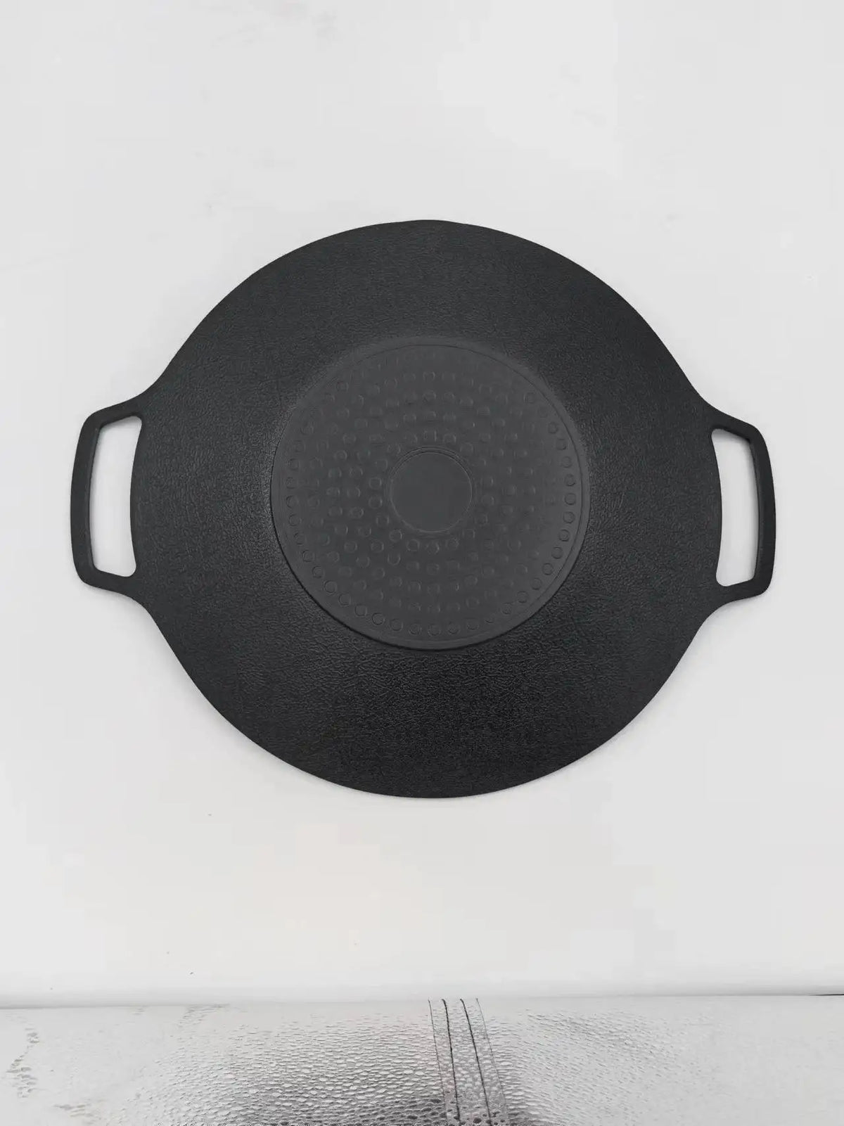 Grill pan outdoor camping style, large 38 cm, non-stick frying pan with dual side handles.