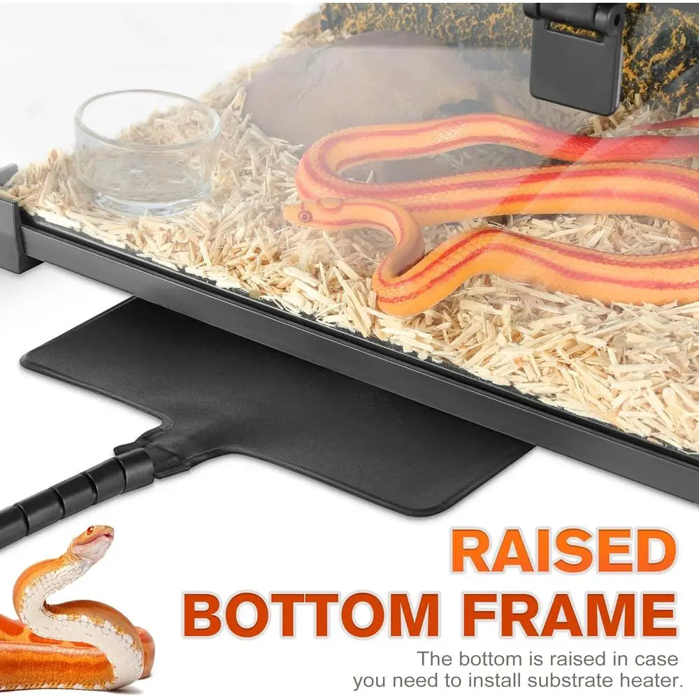 Reptile Glass Terrarium Full View Tank With Feeding Slot Stackable