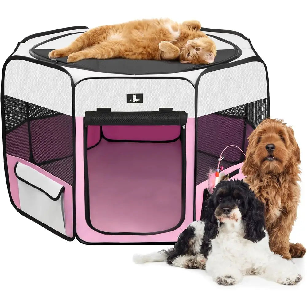 Portable Pet Playpen Foldable Exercise Pen For Dogs Cats Indoor Outdoor by S And B Enterprise
