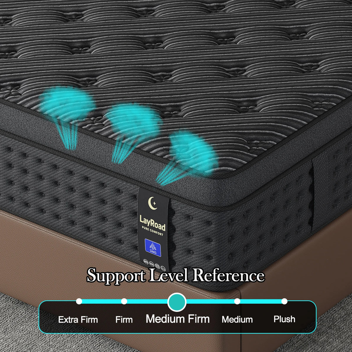 LayRoad memory foam hybrid mattress with pocket springs, fiberglass-free, medium-firm support