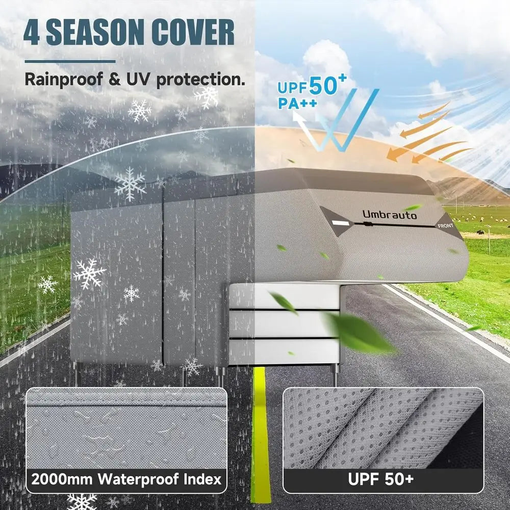 Camper RV Cover Waterproof 7-Layer Slide-In Cabover With Straps