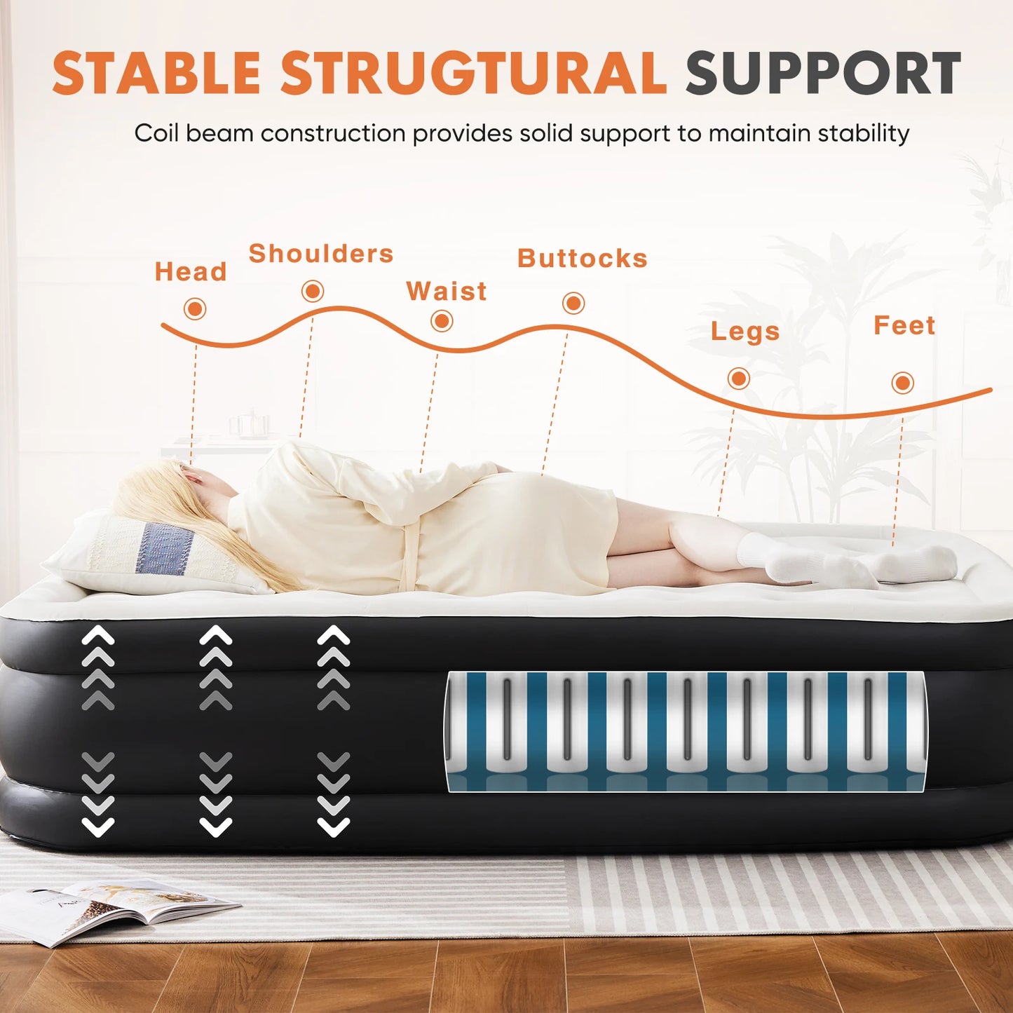 NONECN Air Mattress With Built-In Pump For Home Camping