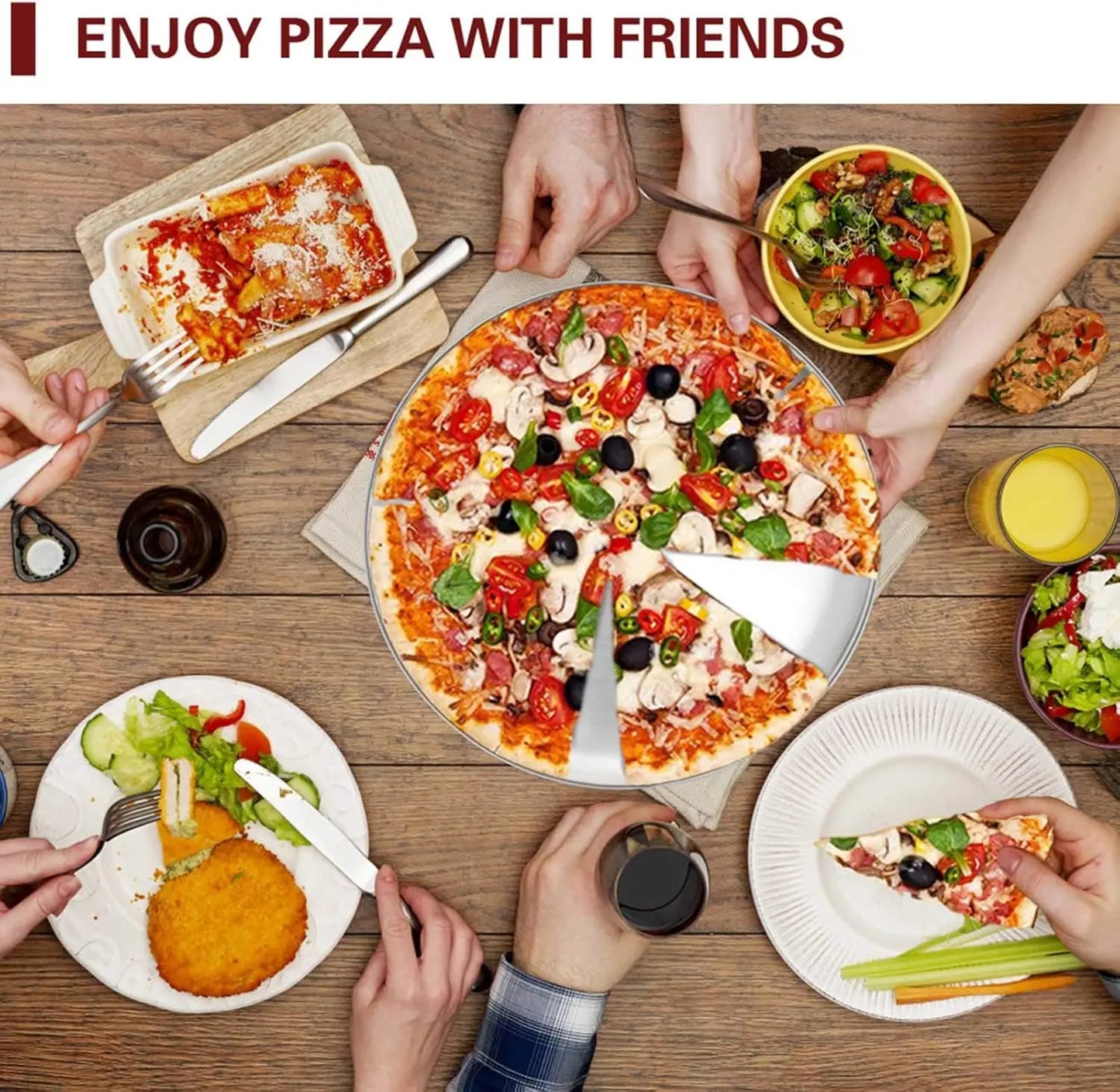 Stainless Steel Pizza Pan Set, Heavy Duty Trays, Dishwasher Safe