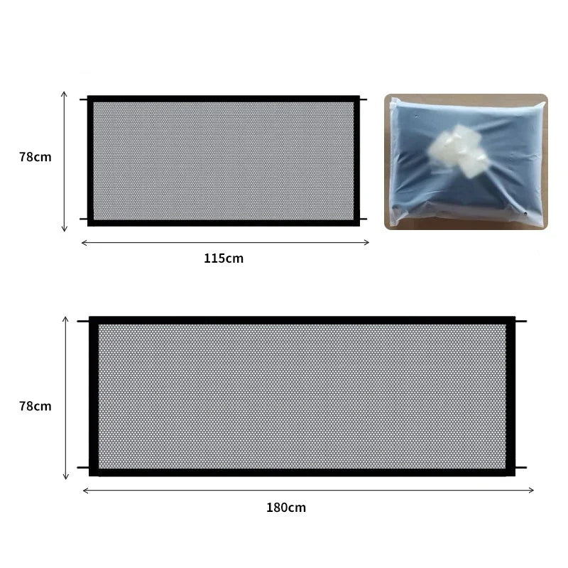 Pet Dog Barrier Fences With 4Pcs Hook Pet Isolated Network Stairs Gate New Folding Breathable Mesh Playpen For Dog Safety Fence by S And B Enterprise