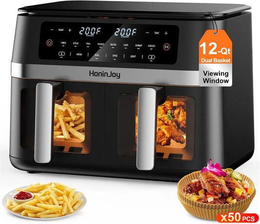 Dual Basket Air Fryer With Viewing Window And Digital Touchscreen