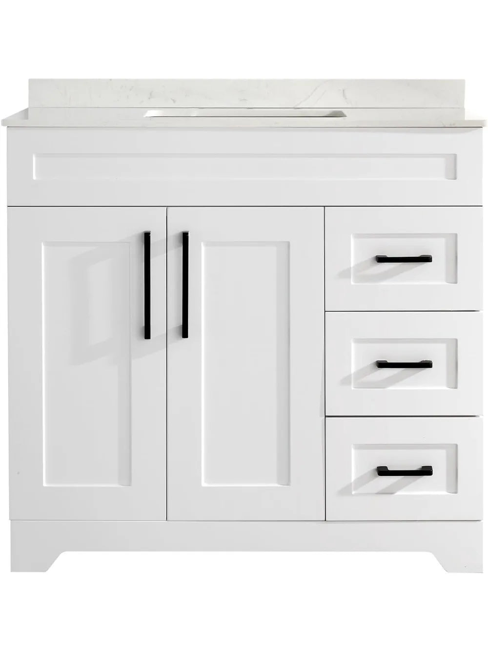 Luxurious Bathroom Vanity With Stone Countertop And Rectangle Sink