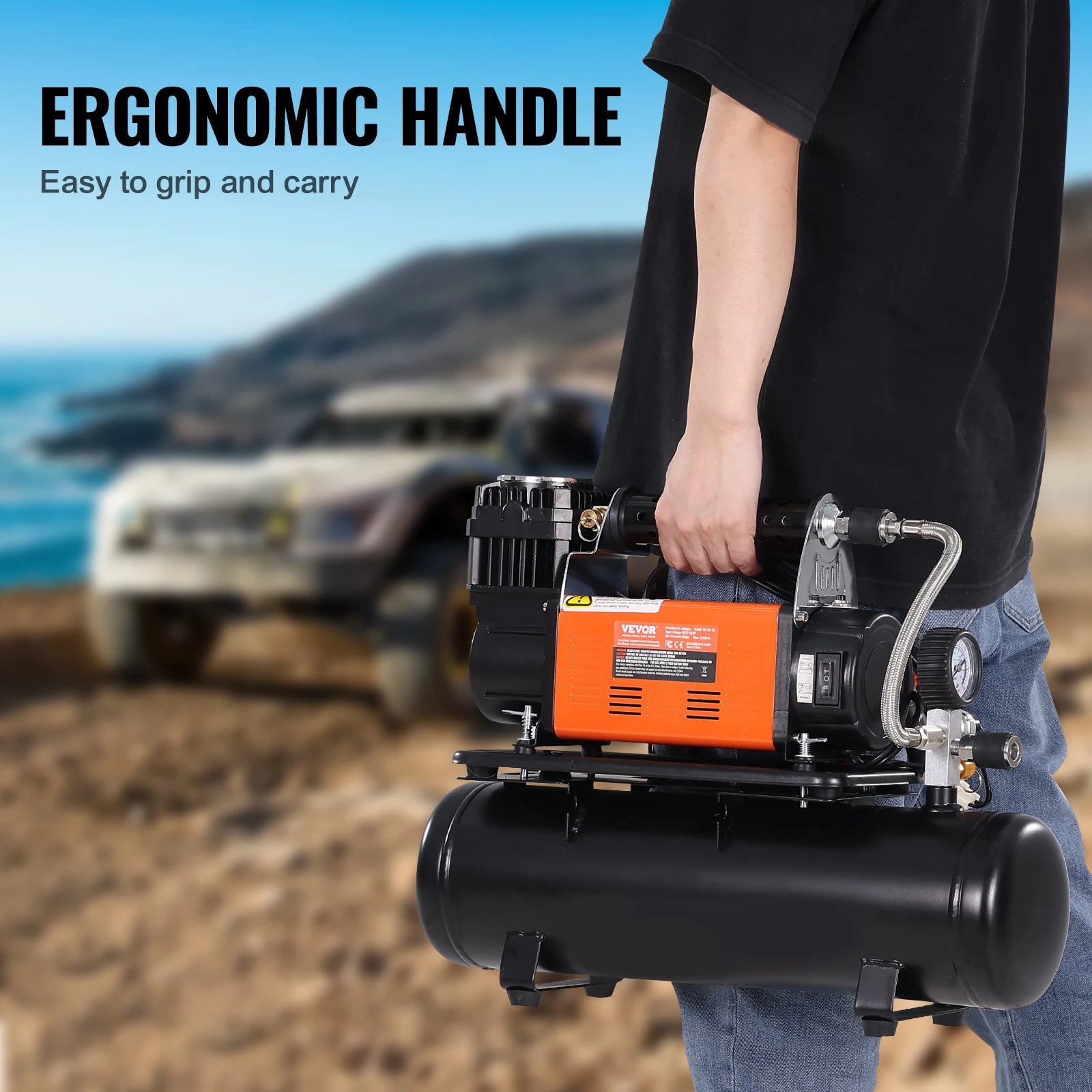 SucceBuy 12V Heavy Duty Air Compressor With Digital Pressure Gauge by S And B Enterprise