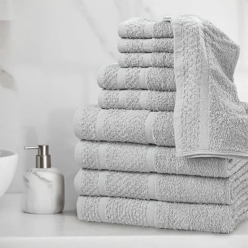 Soft Cotton Towel Set 10 Piece Durable And Absorbent