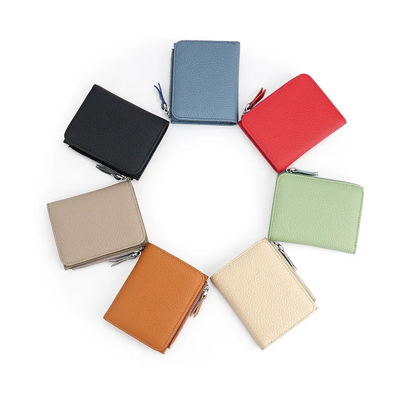 Genuine Leather RFID Wallet for Women With Zipper Coin Pocket