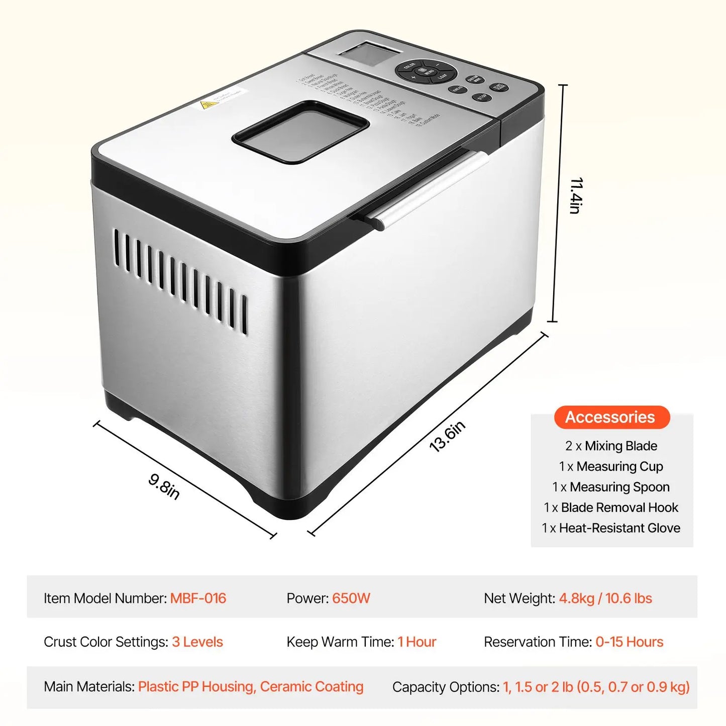 Bread Maker, 19-in-1 2LB Dough Machine, Nonstick Ceramic Pan Automatic Breadmaker with Gluten Free Setting, Whole Wheat Bread Making, Digital, Programmable, 3 Loaf Sizes, 3 Crust Colors by S And B Enterprise