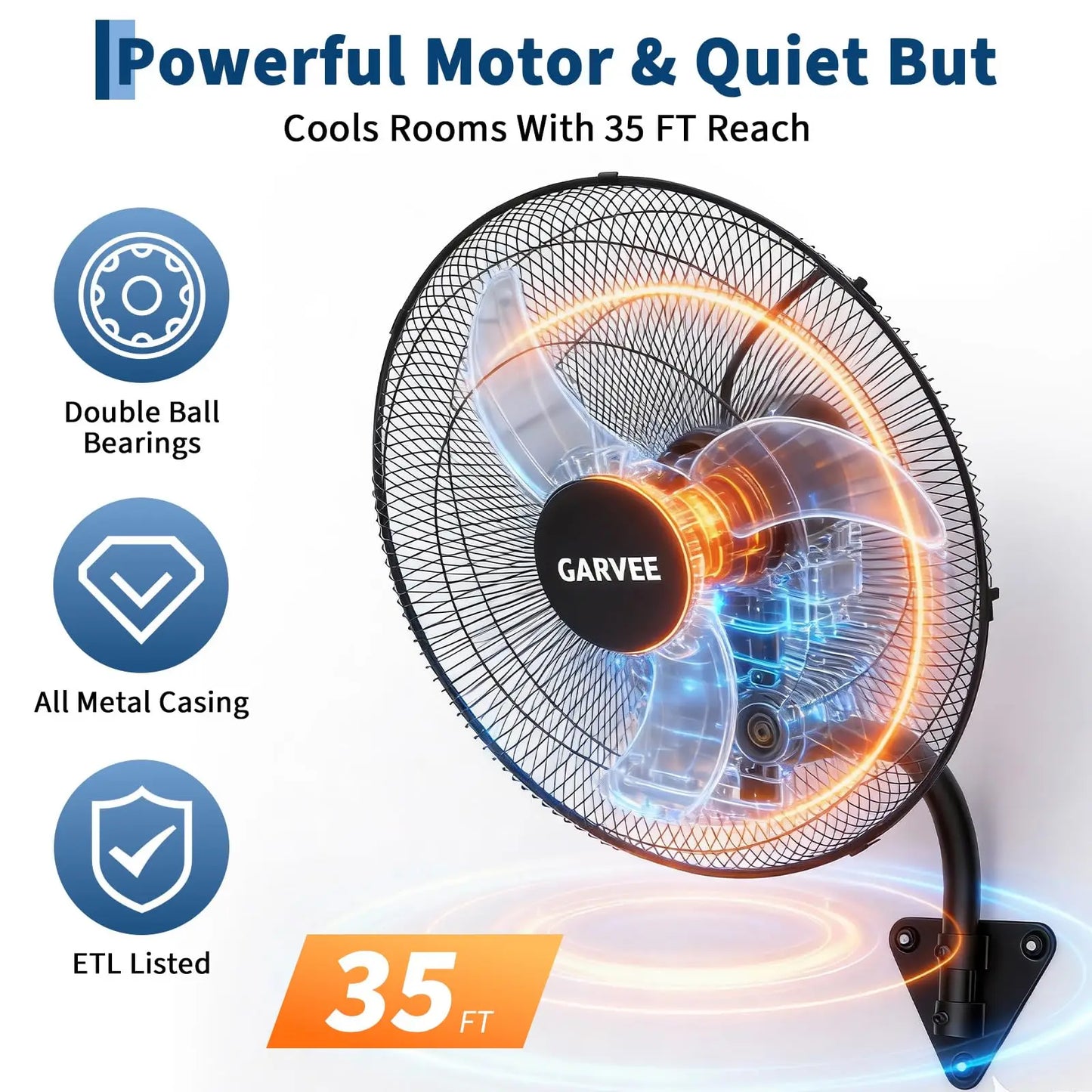 MeterMall High Velocity Oscillating Wall Mount Fan 3500 CFM