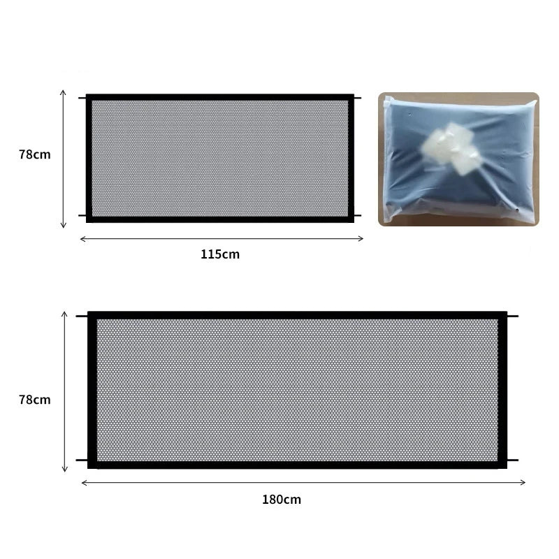 Pet Dog Barrier Fences With 4Pcs Hook Pet Isolated Network Stairs Gate New Folding Breathable Mesh Playpen For Dog Safety Fence by S And B Enterprise