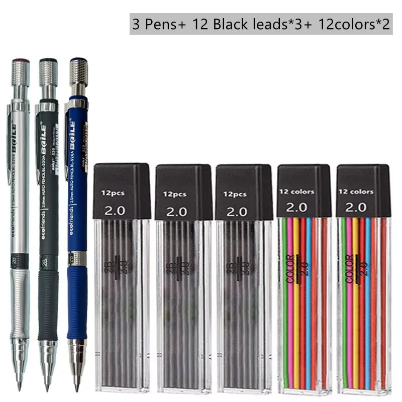 Mechanical Pencil Set With 2B Lead Refills For Writing And Sketching by S And B Enterprise