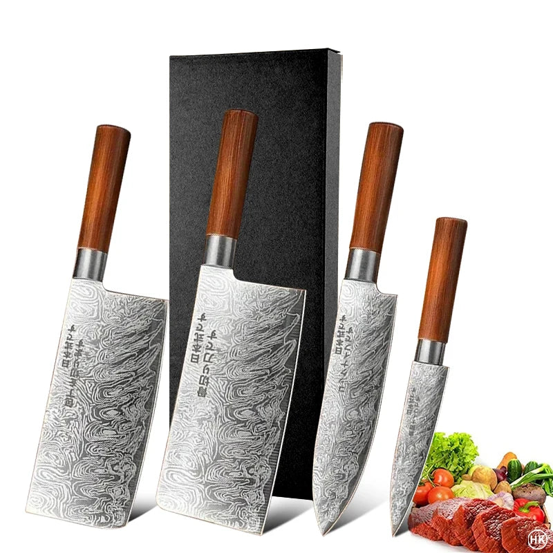 Feature Japanese Kitchen Knife Set Multi Functional Cleaver For Home Chefs