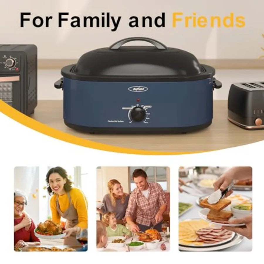 SHXI Electric Roaster Oven With Viewing Lid Removable Pan Rack