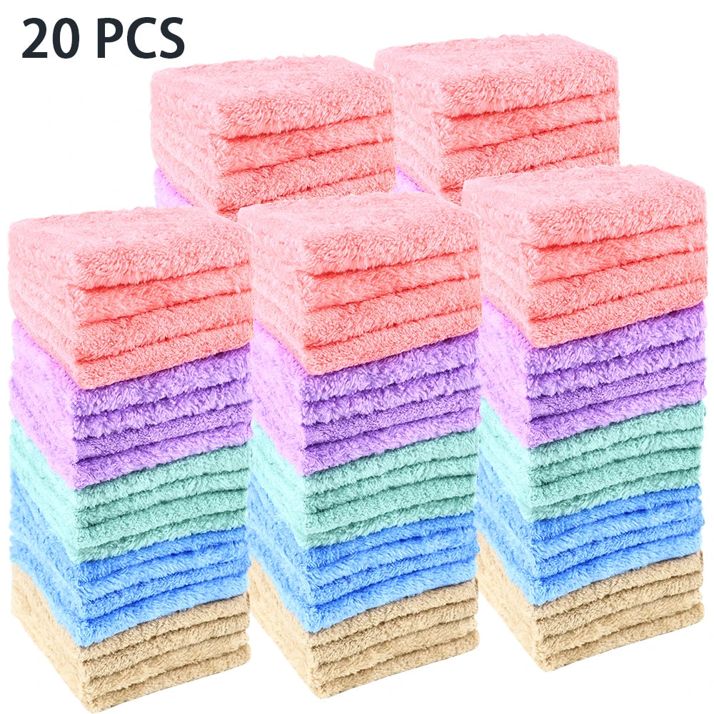 20 Pack Soft Absorbent Washcloths Quick Dry Square Towels