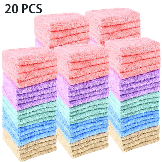 20 Pack Soft Absorbent Washcloths Quick Dry Square Towels