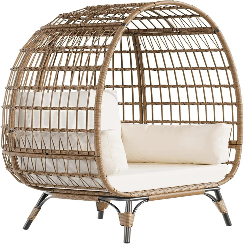 HiMISS Outdoor Egg Chair Wicker With Cushions And Steel Frame