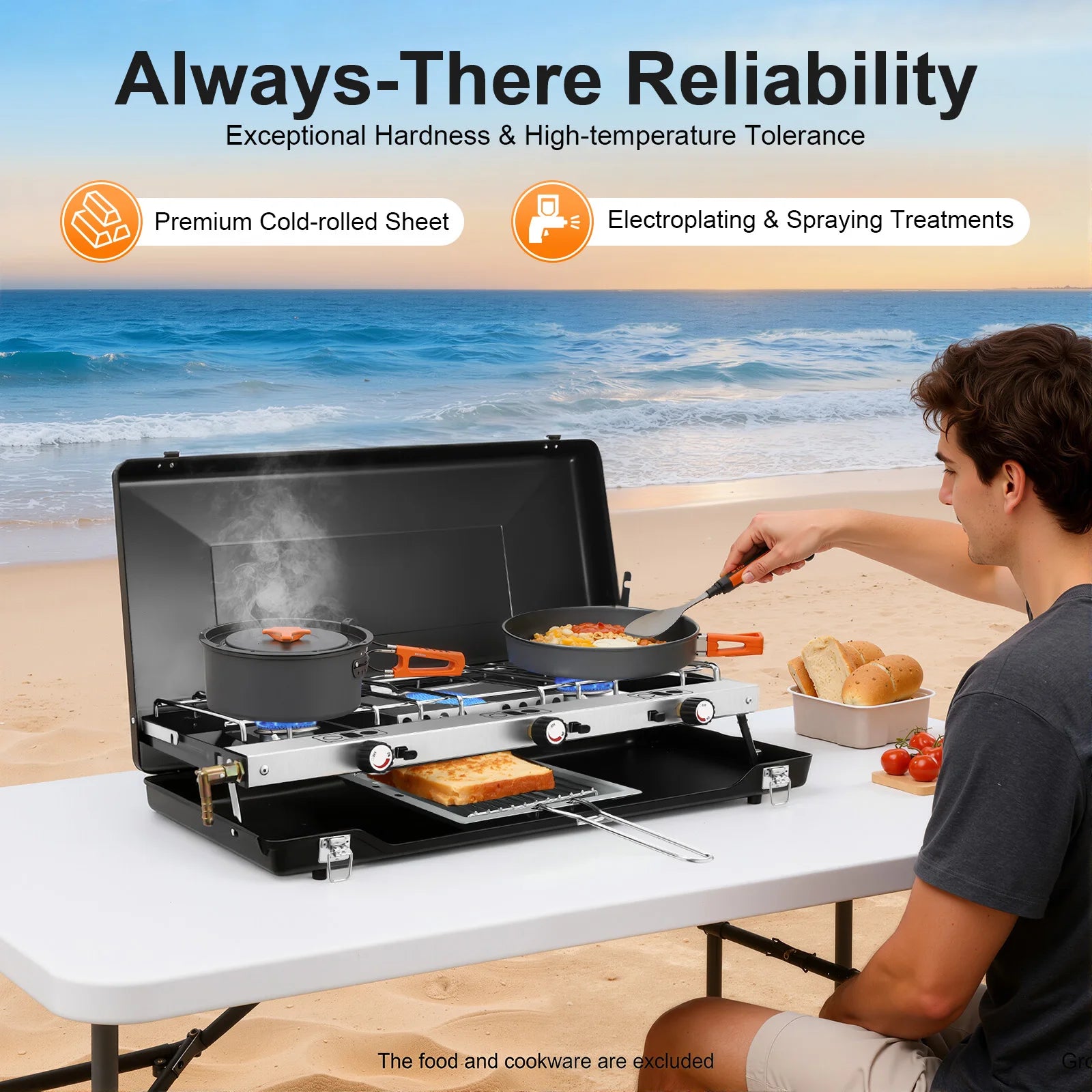 Portable 3-Burner Camping Gas Stove Propane Butane Outdoor Grill by S And B Enterprise
