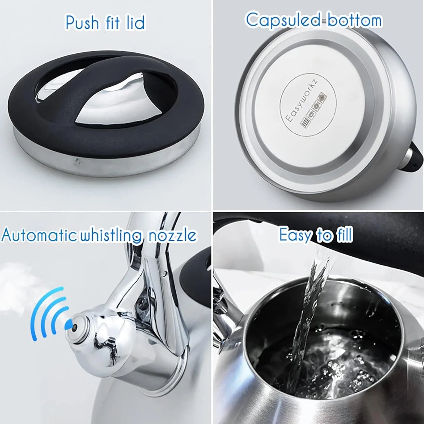 Easyworkz Whistling Tea Kettle Stainless Steel Induction Ready