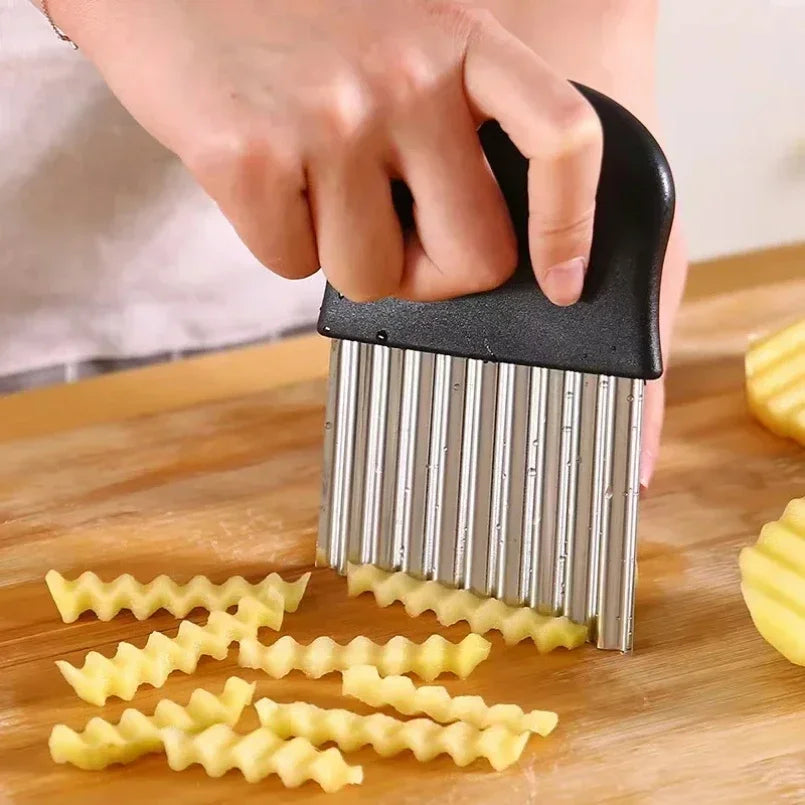 Stainless Steel Wave Knife Potato Cutting French Fry Knife Kitchen Cutter Wolf Fang Tool Potato Knife for Cutting Vegetables by S And B Enterprise