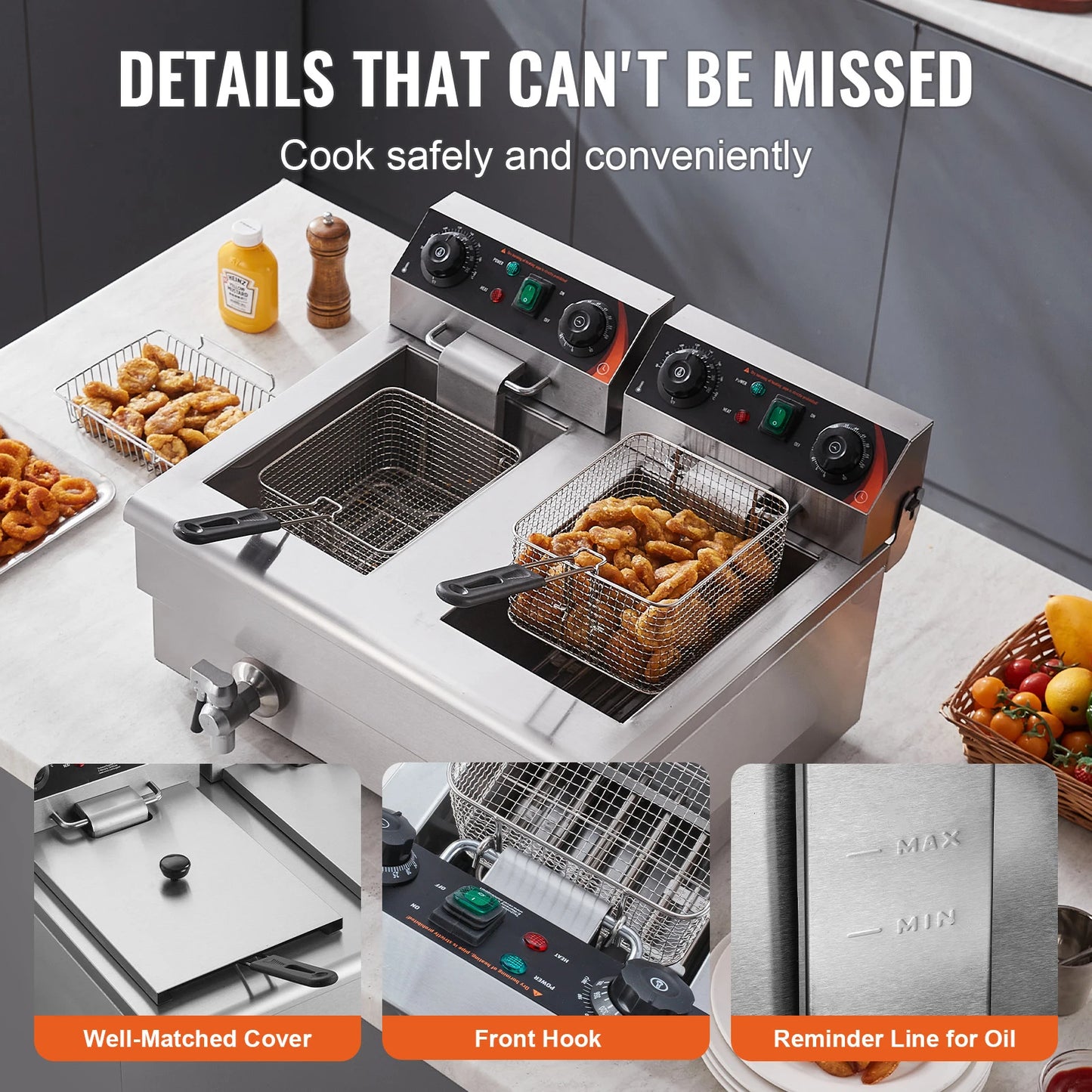 SucceBuy Electric Deep Fryer With Dual Removable Tanks by S And B Enterprise