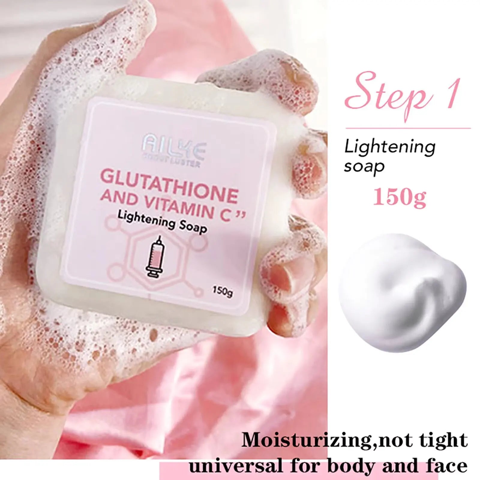 AILKE Glutathione & Vitamin C Kit, With Whitening Lotion, Moisturizing Cream, Lightening Soap, Spa Oil, Glowing Body Cream by S And B Enterprise
