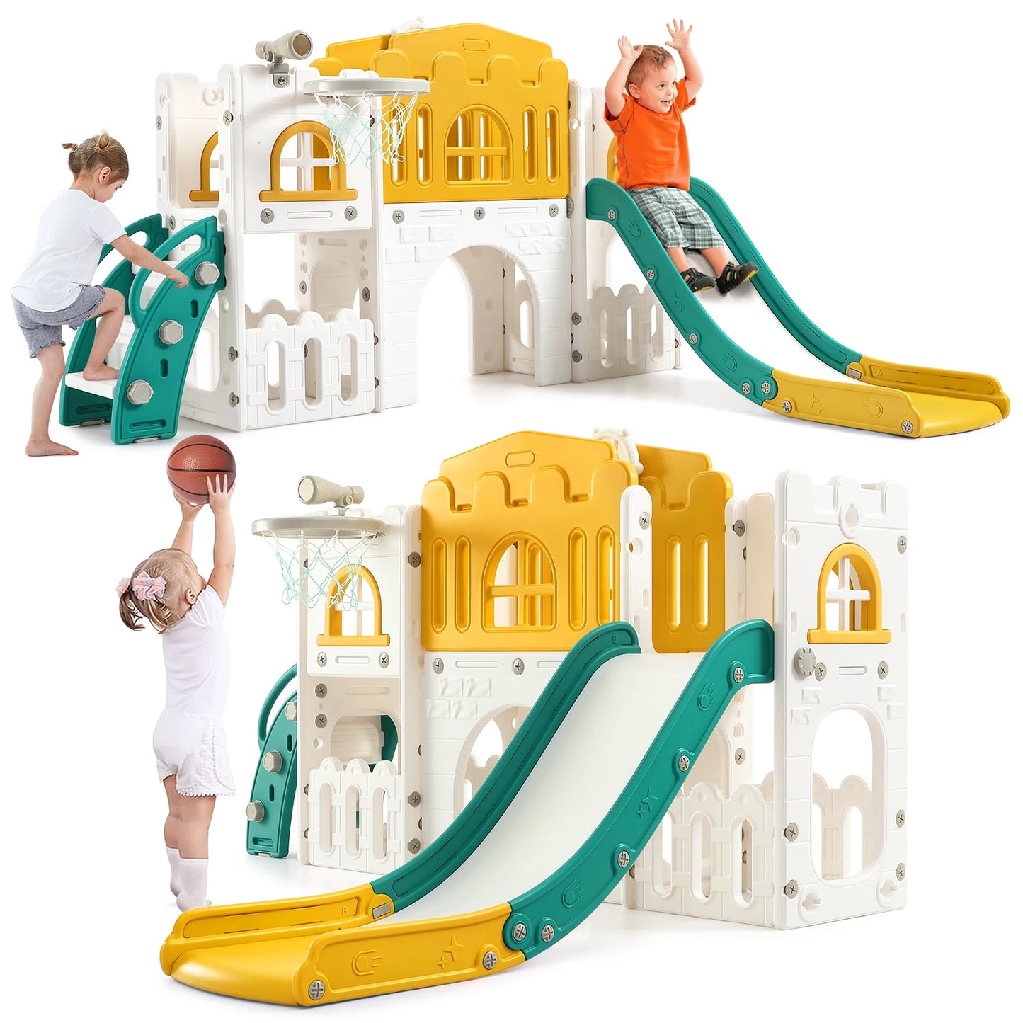 8 In 1 Toddler Slide Indoor Playground Playset