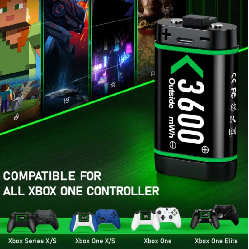 Rechargeable Xbox controller battery pack (4×3600mWh) by S And B Enterprise; compatible with Xbox One and Series X/S
