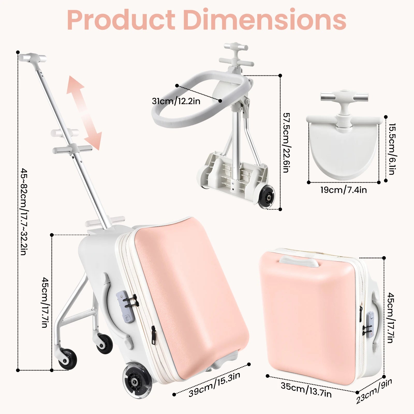 Kids Ride On Suitcase 2 In 1 Luggage With Spinner Wheels by S And B Enterprise