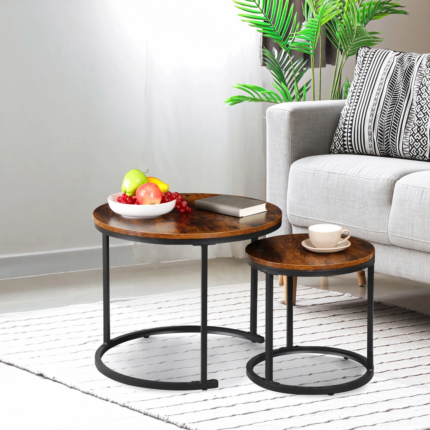 Nesting Coffee Tables 2 With Wooden Tops And Metal Frames by S And B Enterprise