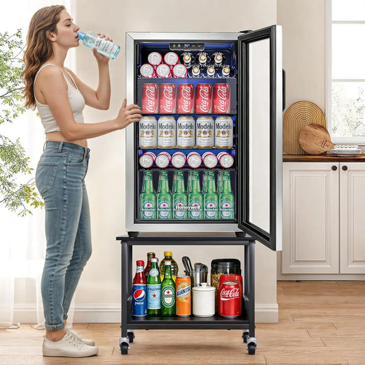 Mini Fridge Stand With Wheels 2 Tier Cabinet 350 Lb Capacity