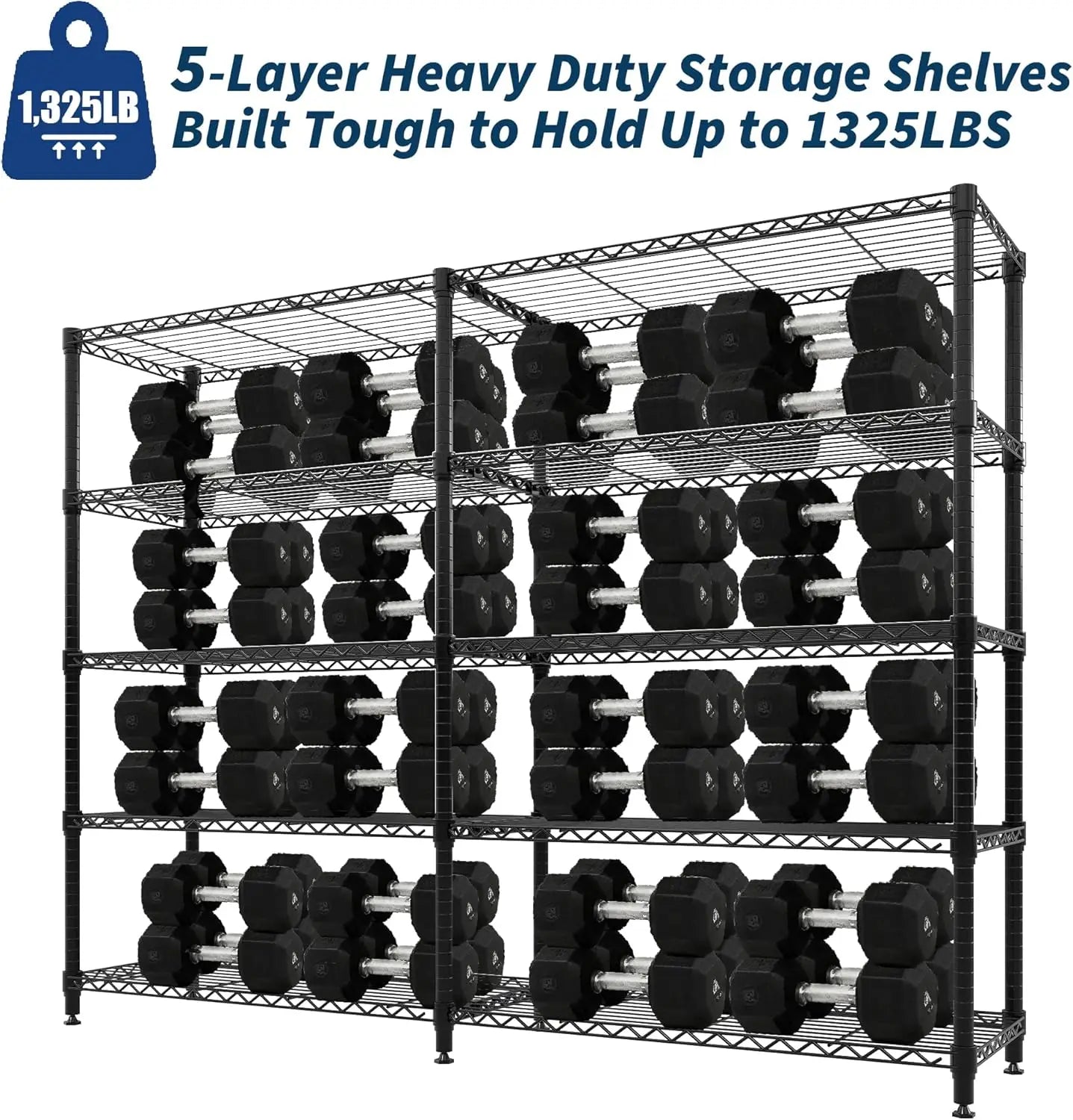 70" W Storage Shelves Metal Shelving Unit Heavy Duty Wire Shelving 5-Tier L-Shaped Storage Rack for Pantry Kitchen Corner