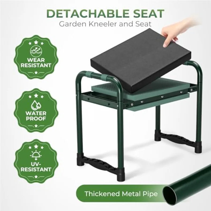 Foldable Garden Kneeler And Seat Bench With Padded Kneeling Surface by S And B Enterprise