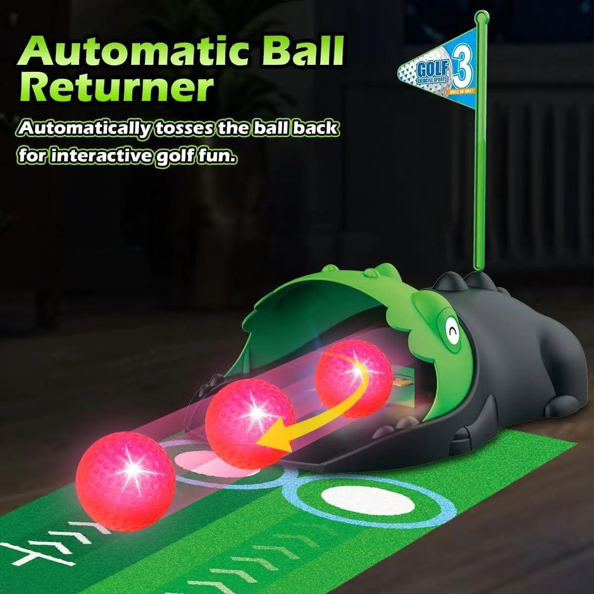 VATOS Kids Toy Golf Set Auto Return Night Light Balls