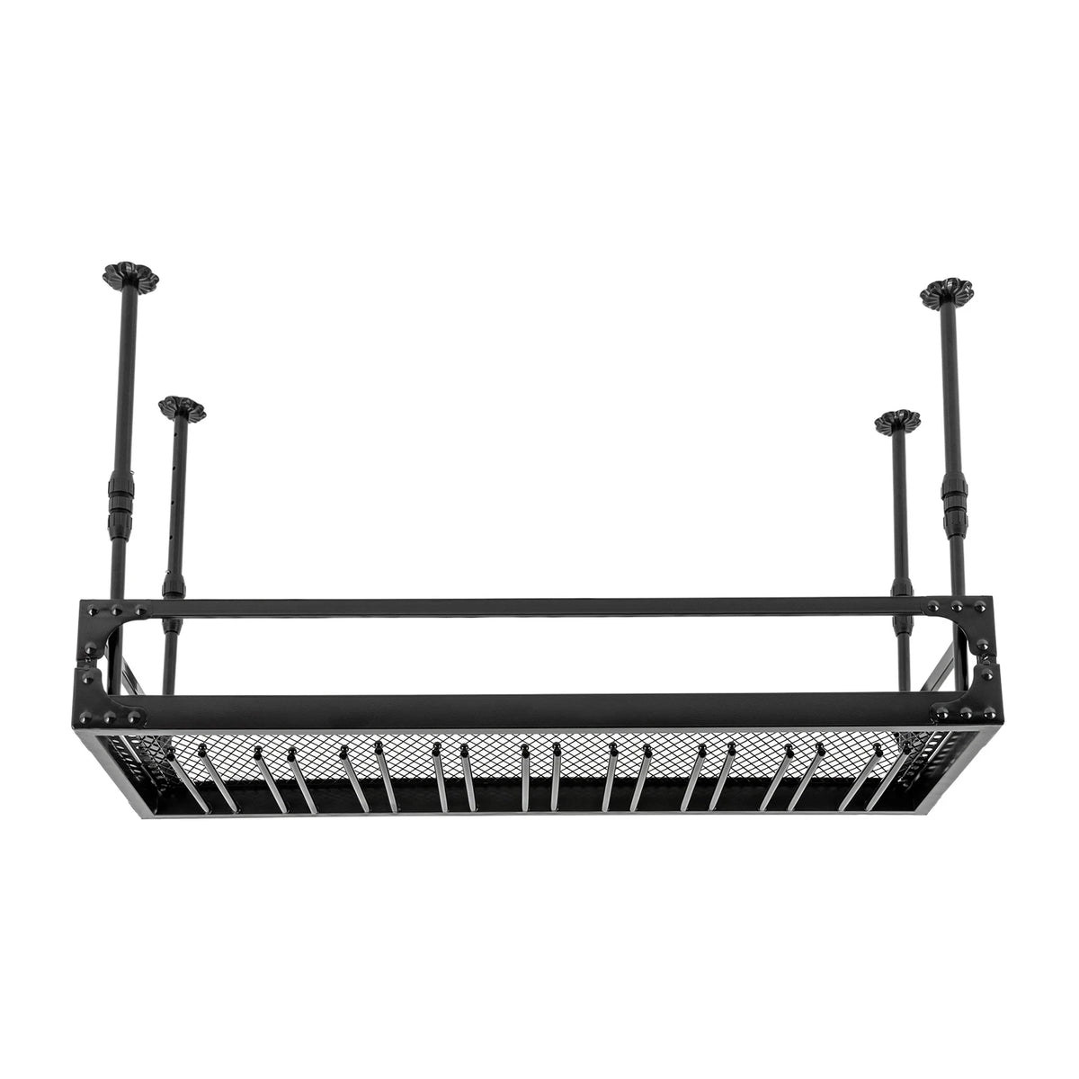 Vintage bar ceiling-mounted wine bottle holder with wine-glass rack, black metal, 100cm, S And B Enterprise