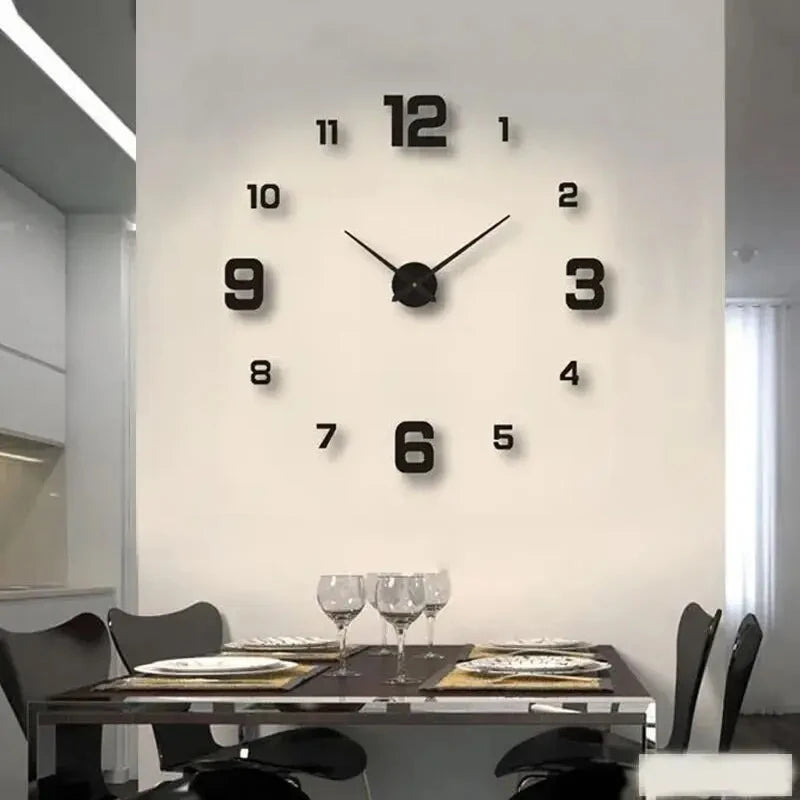 Creative Frameless DIY Wall Clock Wall Decal Home Silent Clock Living Room Office Wall Decoration by S And B Enterprise