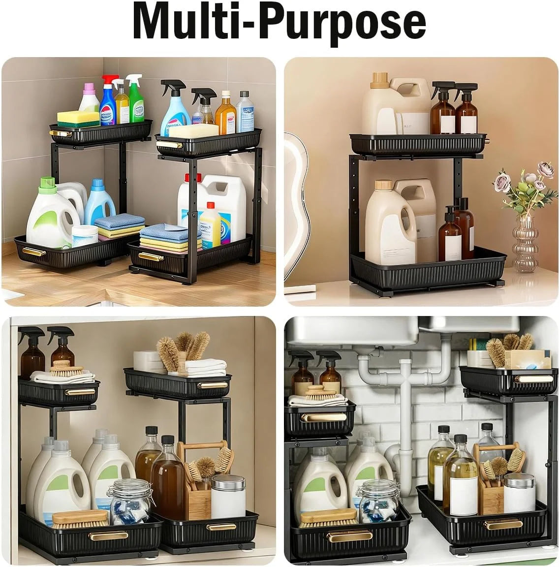 Under Sink Organizer Set Of 2 Pull Out Cabinet Storage Trays by S And B Enterprise