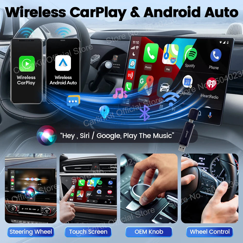 CarlinKit 5.0 Mini5 PRO Wireless Adapter Wireless CarPlay Android Auto For OEM Car Plug and Play WiFi Bluetooth Auto Connection by S And B Enterprise