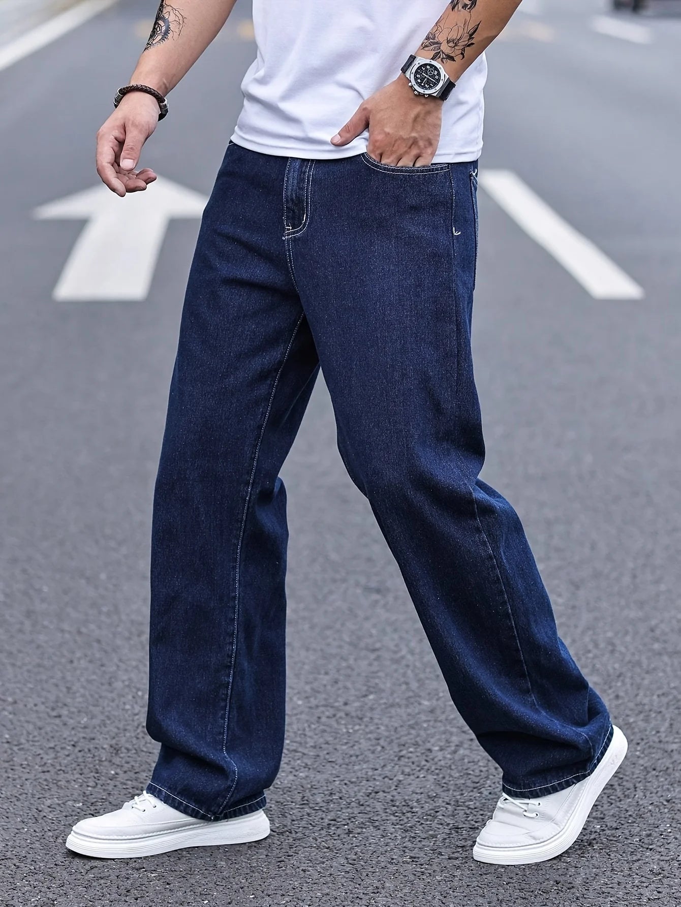 Men's Loose Fit Cargo Jeans Hip Hop Streetwear Style