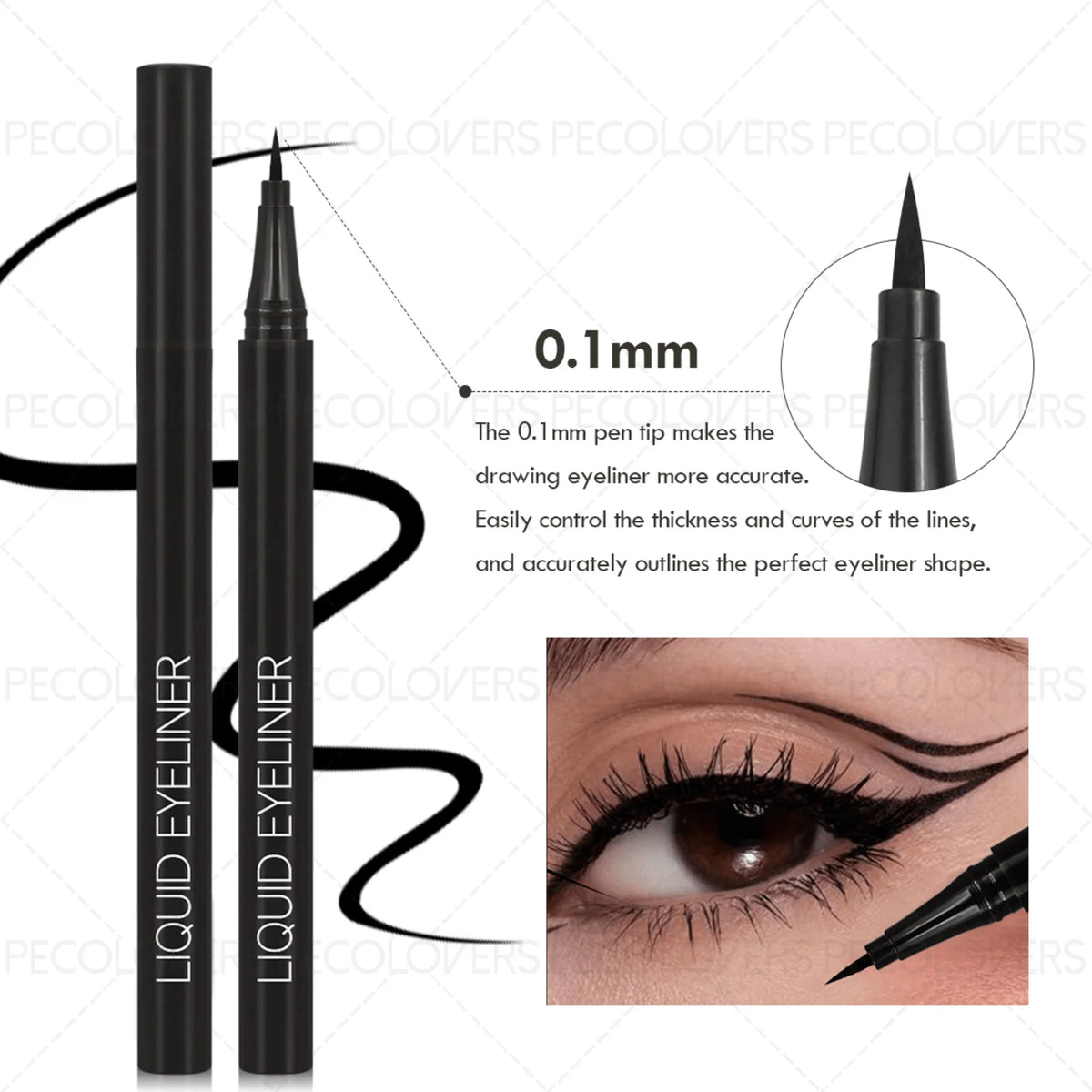11PCS All-in-One Eye & Brow Makeup Set by S And B Enterprise; two black liquid eyeliners with 0.1mm tips for precise lines