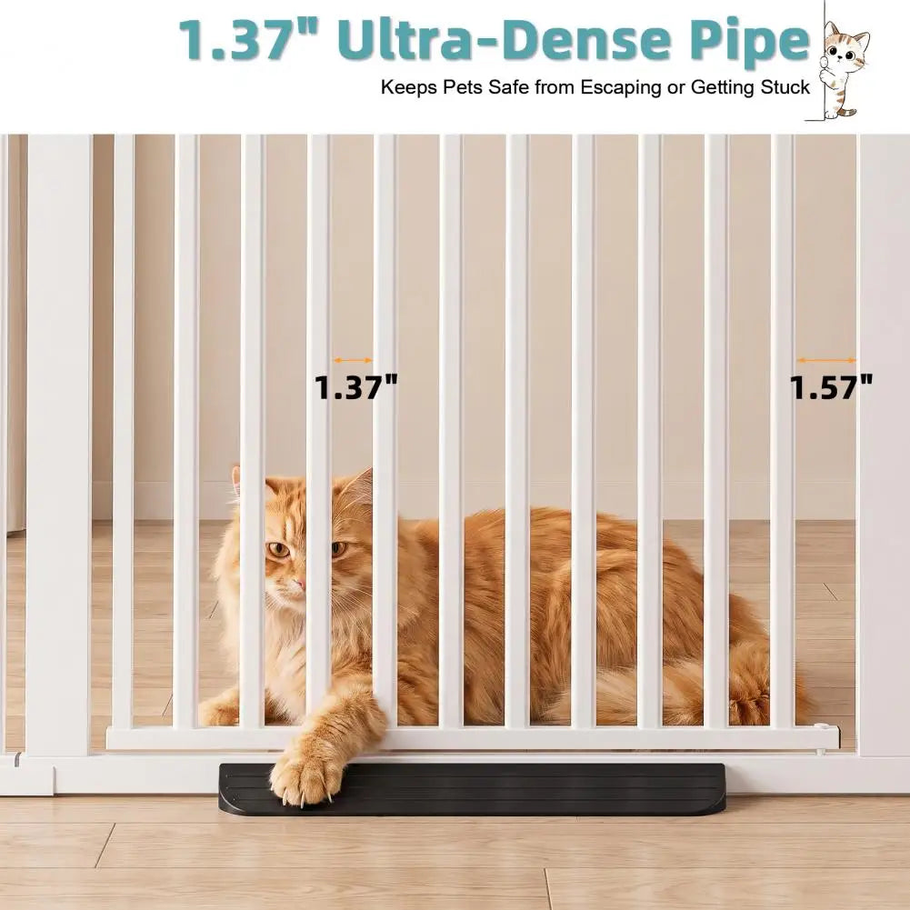 55-inch extra-tall pet gate by S And B Enterprise, white pressure-mounted safety gate with black base