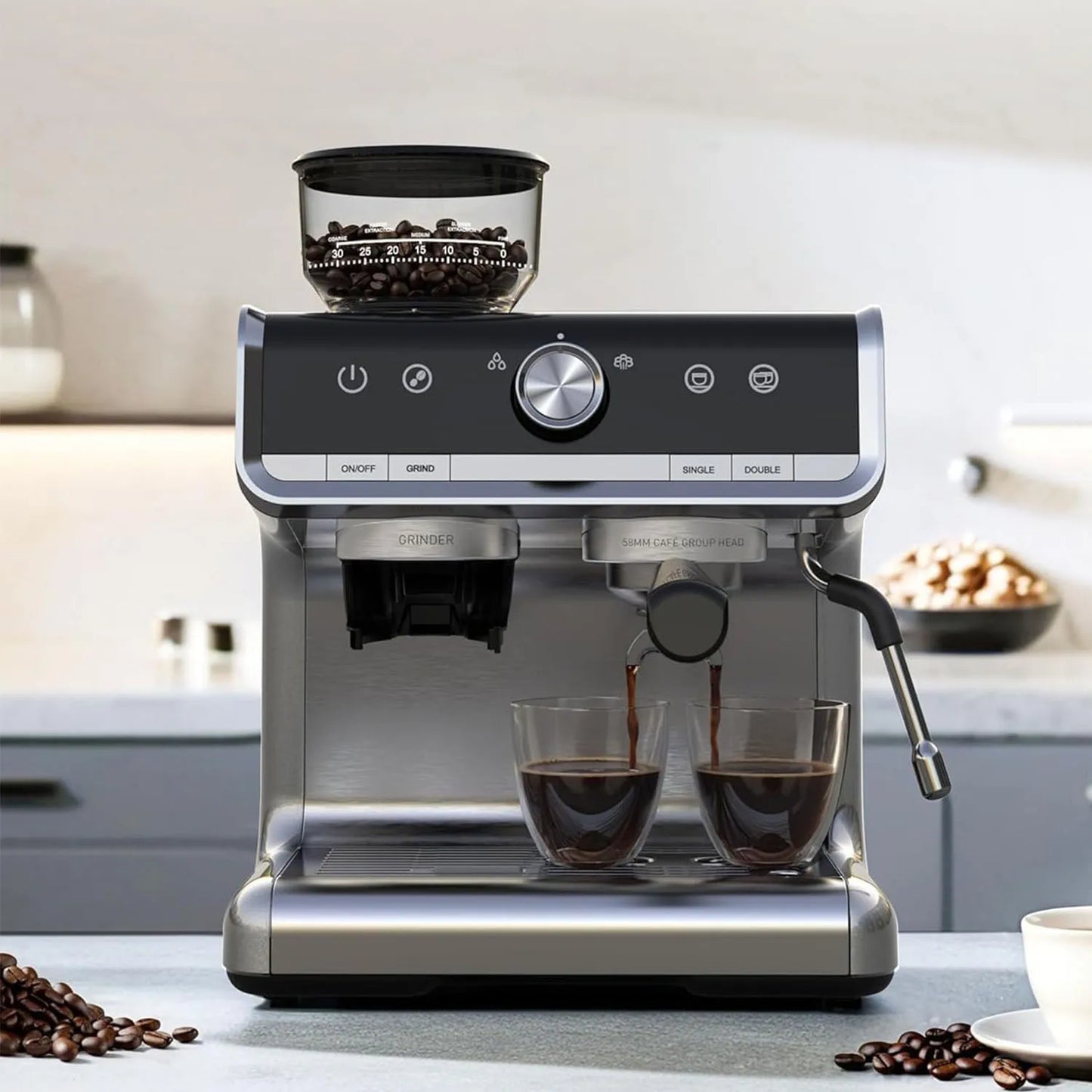 Acekool 20 Bar Semi Automatic Espresso Machine With Grinder 1450W