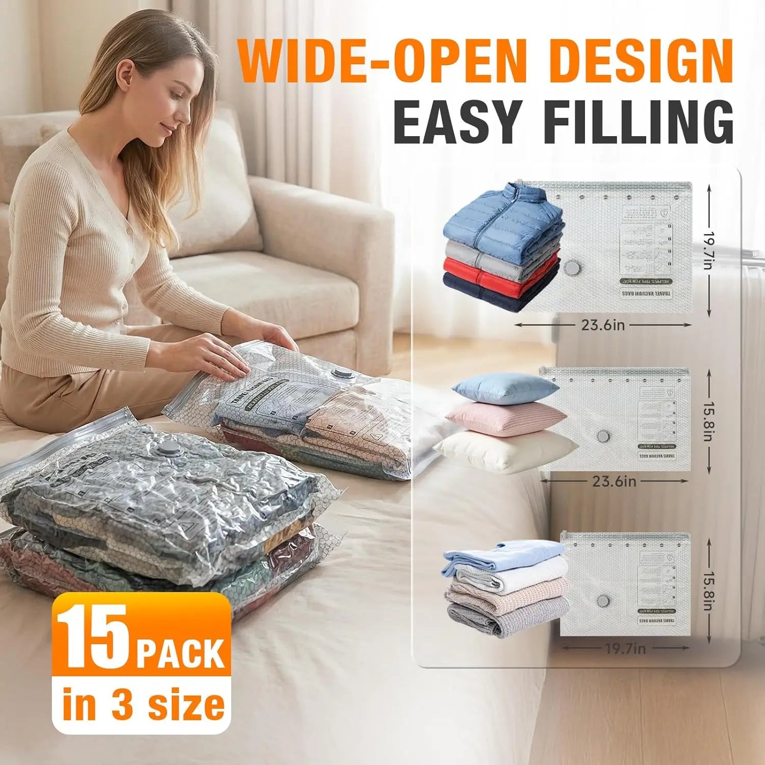 Vacuum Storage Bags with Electric Pump, Space-Saving Compression Pouches, Portable Mini Cordless Vacuum Sealer, Ultra-Compact Lightweight Travel Organizer by S And B Enterprise