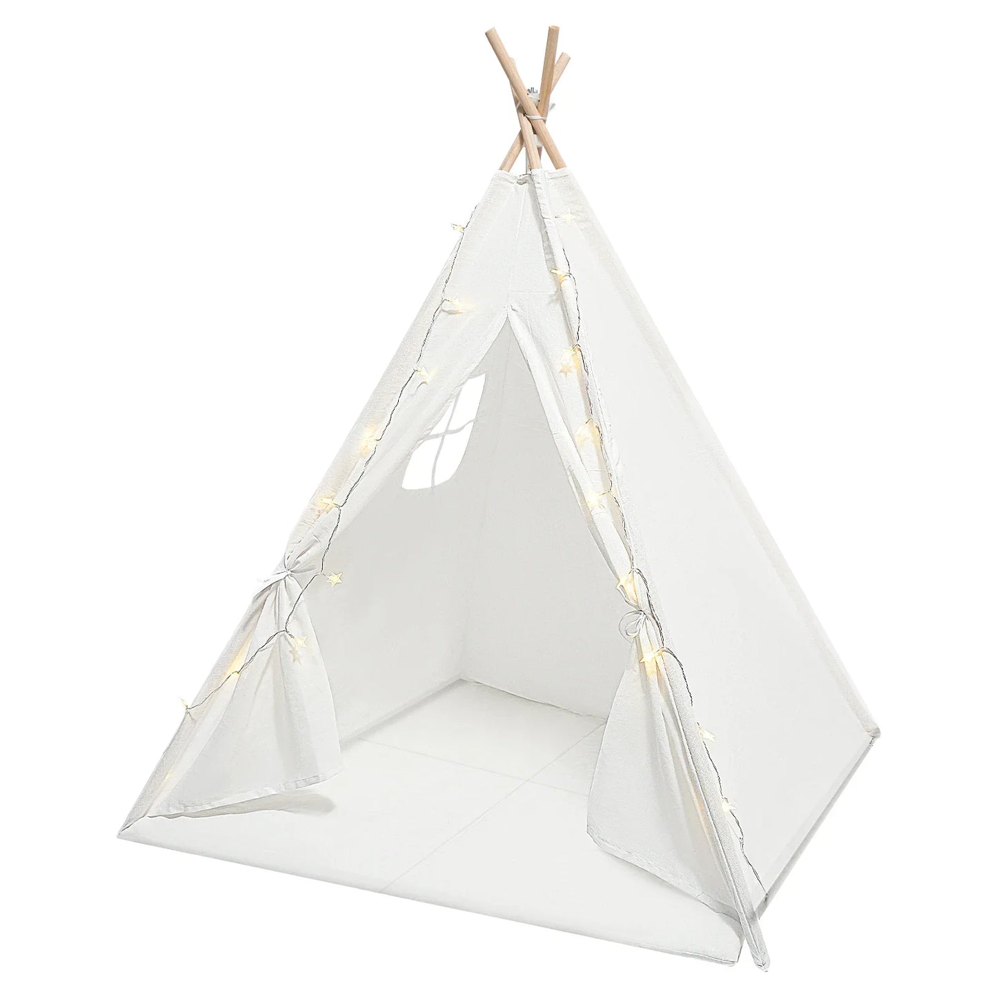 Bymaocar Modern Kids Teepee Tent With LED Lights Foldable