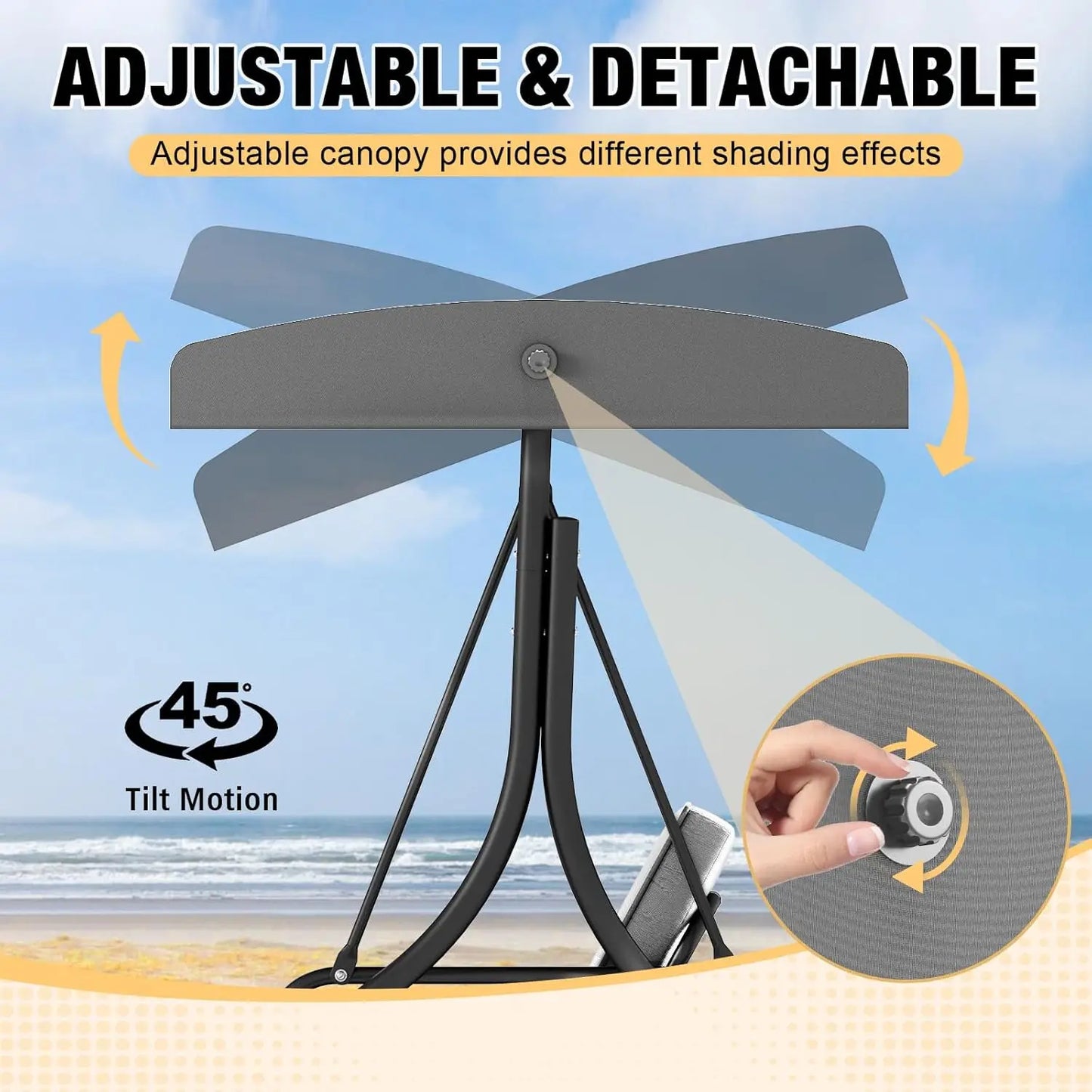 Outdoor Patio Swing Chair With Adjustable Canopy And Removable Cushion by S And B Enterprise