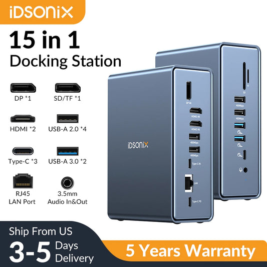 iDsonix USB C 15 In 1 Docking Station HDMI4K PD100W by S And B Enterprise