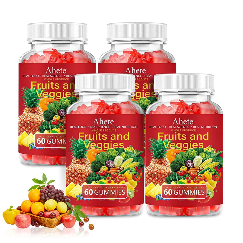 AHETE Fruits & Veggies Gummies - 15 Fruits & 14 Greens, 1200mg Total Produce Blend Per Serving, With Multiple Vitamins, Daily Fr by S And B Enterprise